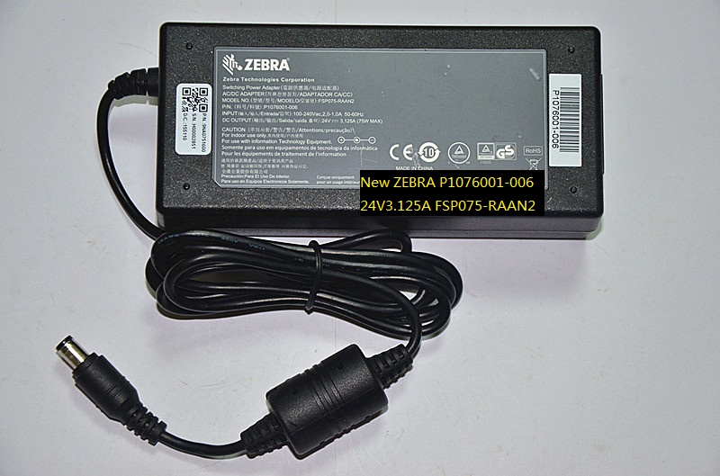 New ZEBRA P1076001-006 24V3.125A FSP075-RAAN2 AC/DC ADAPTER POWER SUPPLY